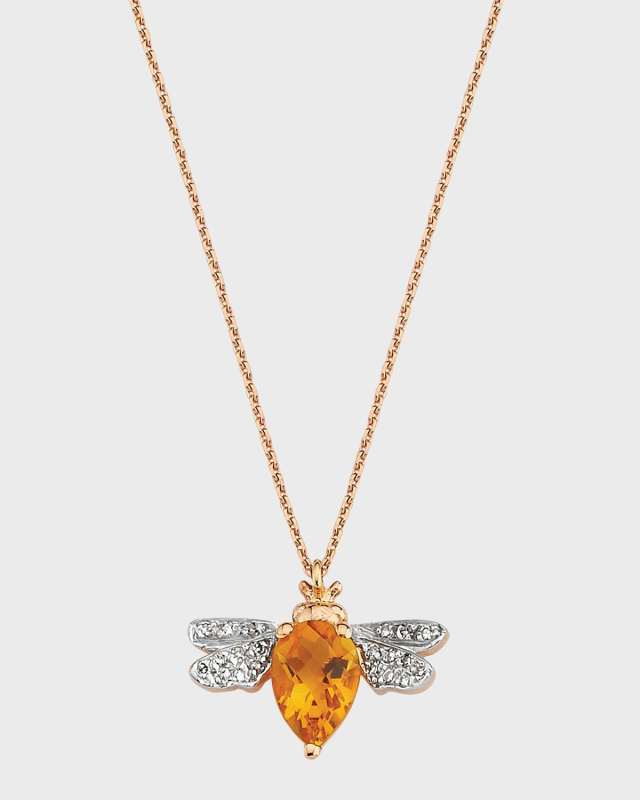 Diamond and Citrine Bee Necklace